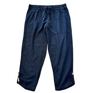 Jules & Leopold Size Large Black Linen/Rayon Cropped Pants Pockets